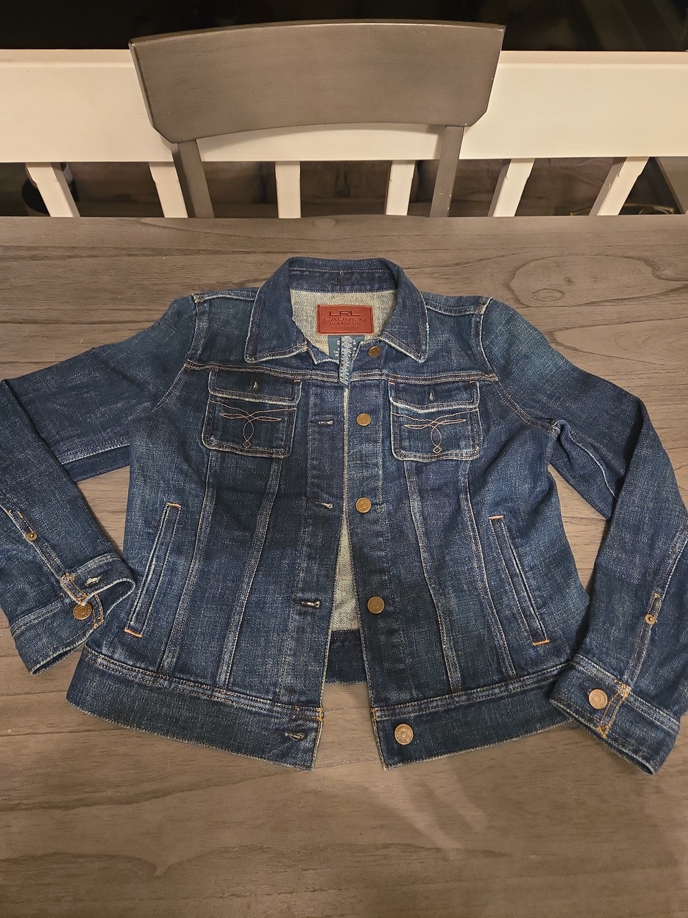 Lauren Ralph Lauren Jean Jacket Women's Blue Denim Trucker Petite Medium